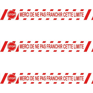 Ruban adhésif de marquage "Merci de ne pas franchir la limite" PVC blanc 5 CM x 66 M