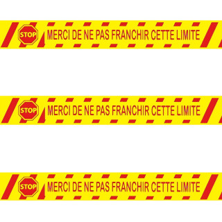 Ruban adhésif de marquage "Merci de ne pas franchir la limite" PVC jaune 5 CM x 66 M