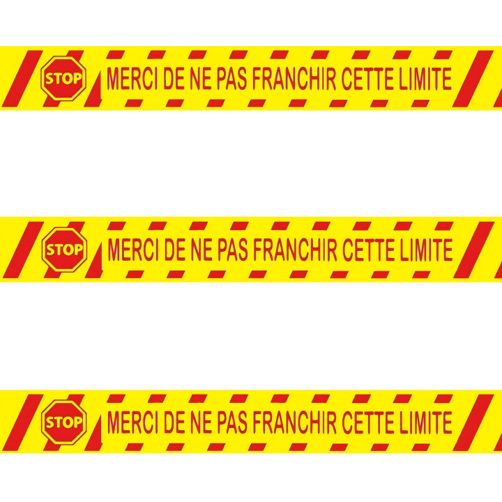 Ruban adhésif de marquage "Merci de ne pas franchir la limite" PVC jaune 5 CM x 66 M