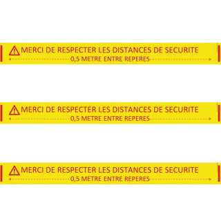 Ruban adhésif de marquage Spécial sols béton "Merci de respecter les distances de sécurité" jaune 5 CM x 33 M