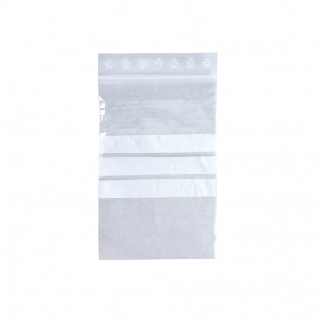 Sachet zip transparent à bandes blanches 10x15cm
