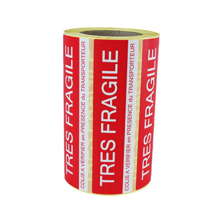 Etiquette adhésive Fragile rouge 80x120mm - par 500 - RETIF